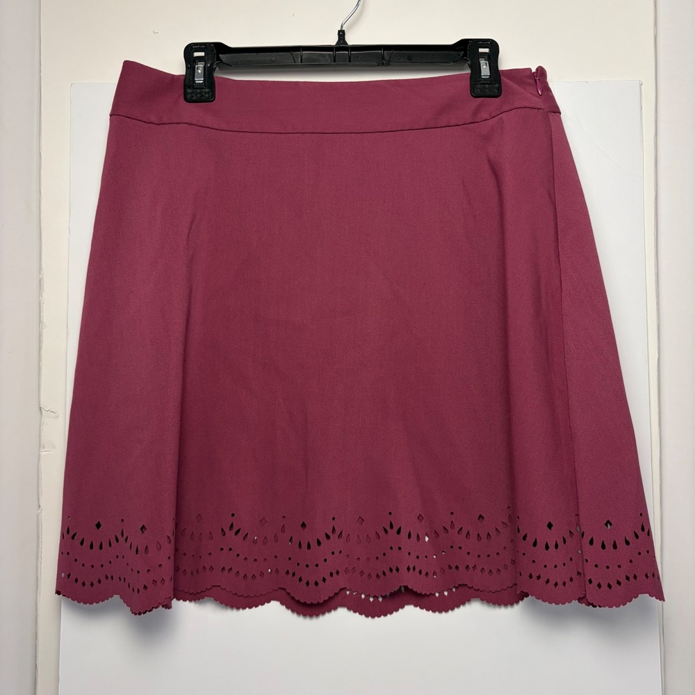 Loft Outlet Berry Pink Eyelet Scallop Hem A-Line Skirt Size 12 428554